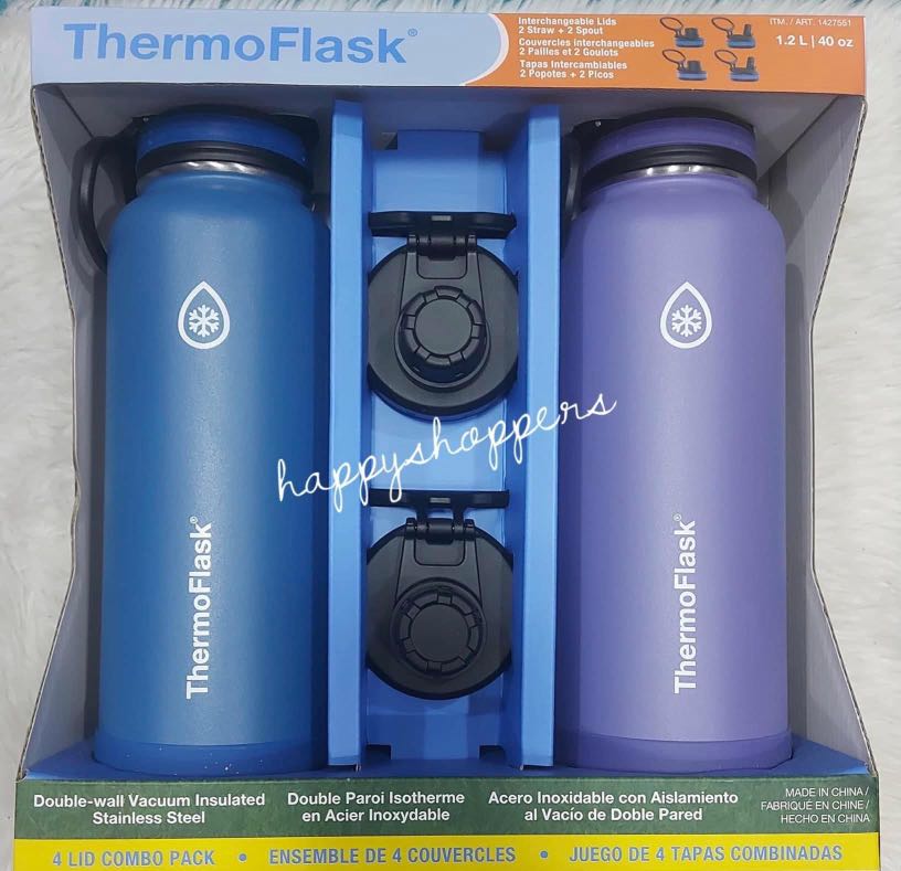 Thermoflask 40oz Stainless steel Insulated Water Bottle 2-pack -  Blue/Purple 