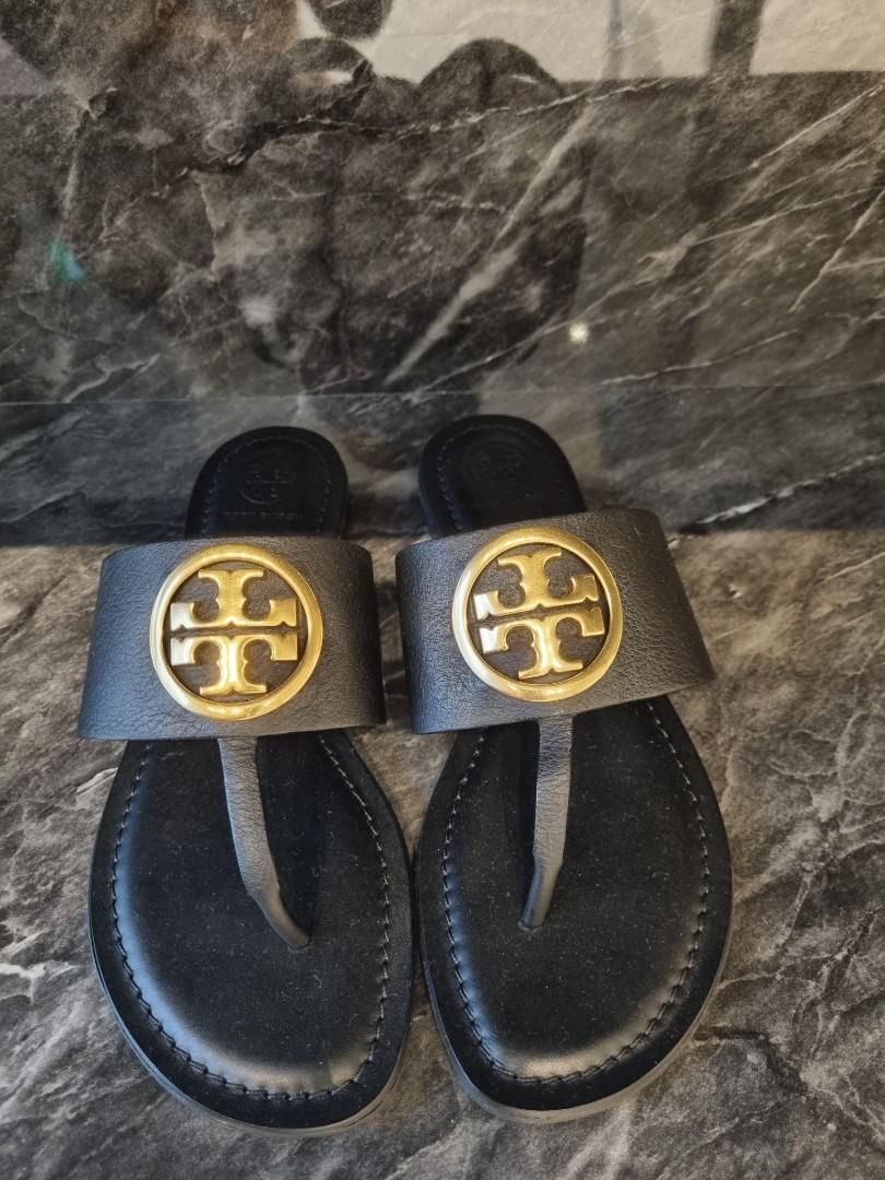 Tory burch sandals black and gold on sale