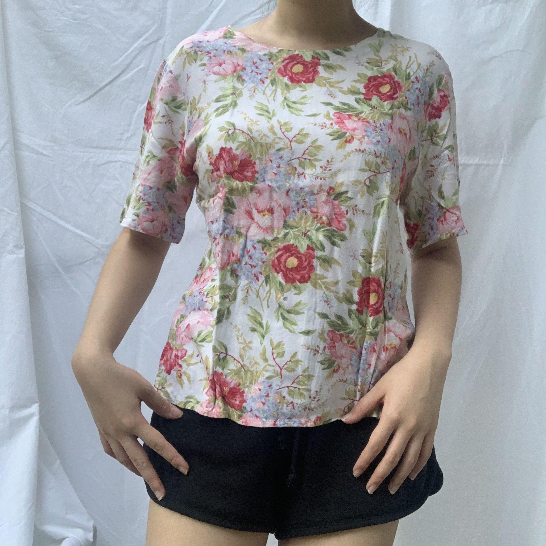 USA branded Floral Top white blouse 