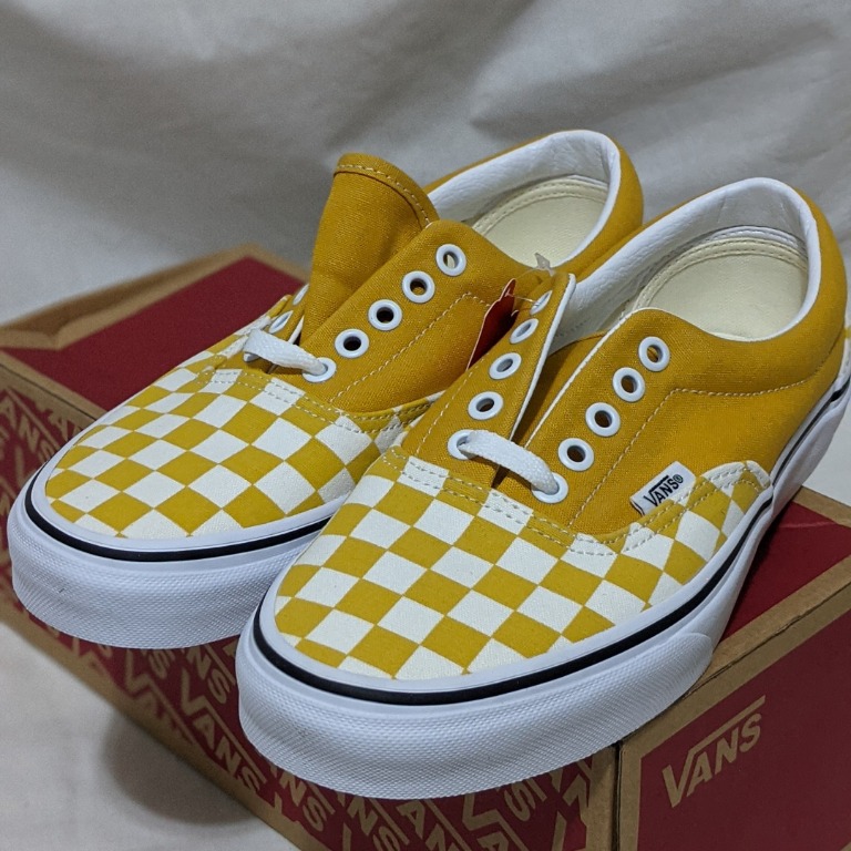 Yellow shop vans checkerboard