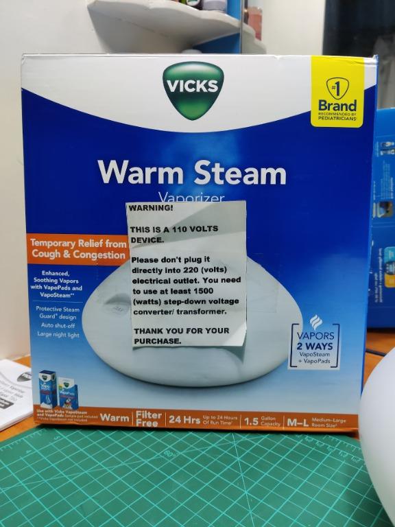 Vicks Warm Steam Vaporizer With NightLight (w/ FREE VOLTAGE