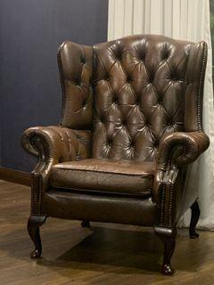 Vintage Winchester Leather Wing chair (chesterfield)