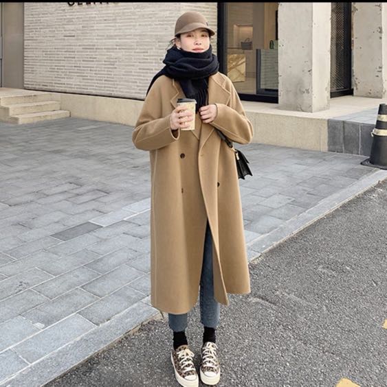 Korean camel coat cheap