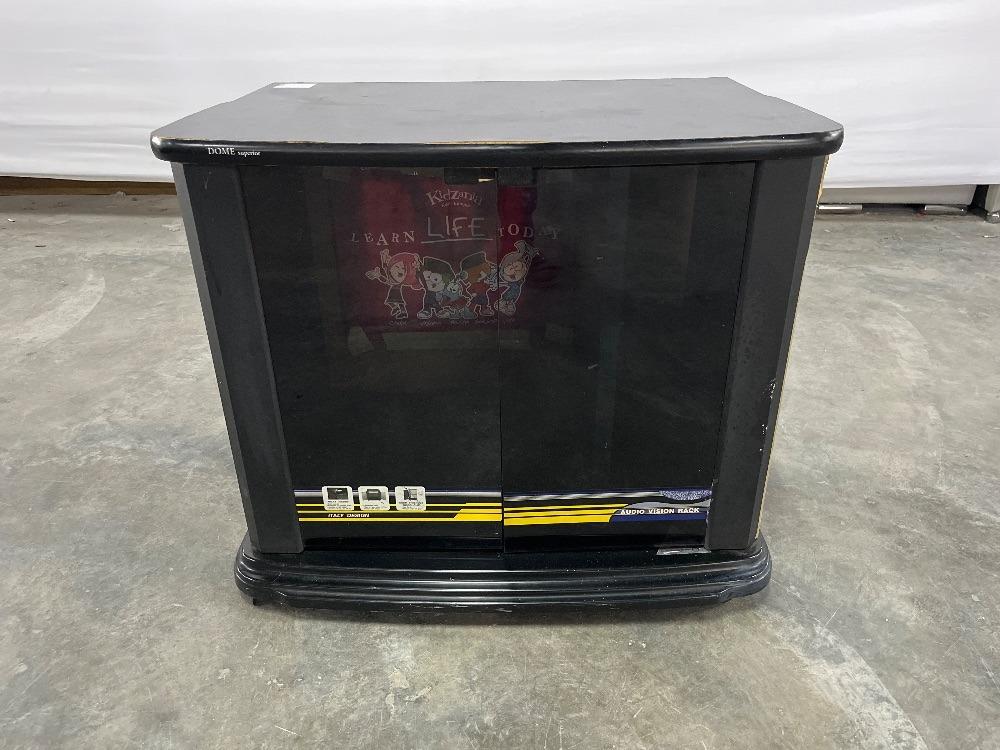 Wooden Small TV with 2 Glass Swing Door Black Colour /