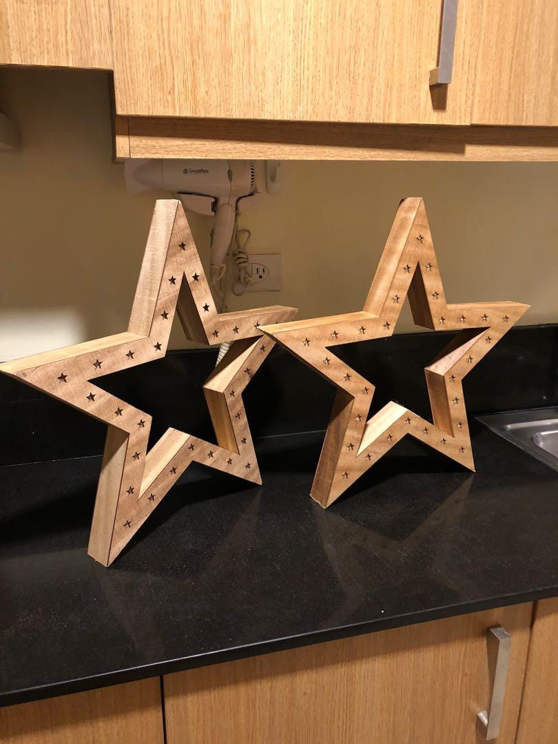 Wooden Star with lights (take all) (Category: Other Home Decor) located in Las Pinas. Submitted by acrc_ph (Listing ID 1167896651, Image 2). Description: 500 for both items. Batteries not included. Sf shouldered by buyer..