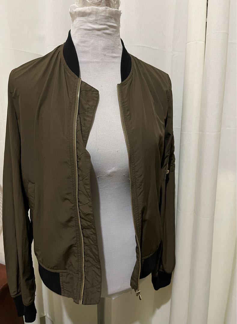 Zara Green Bomber Jacket, Women's Fashion, Coats, Jackets and