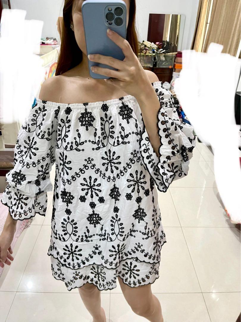 Zara embroidered dress, Fesyen Wanita 