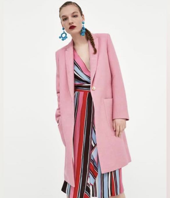 Pink trench top coat zara