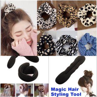 FNIO 4/6/Pcs Silk Scrunchies Print Scrunchie Set Elastic Hair