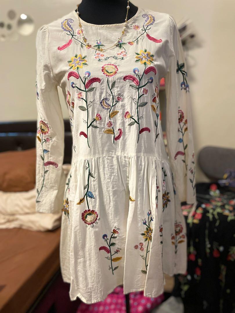 Auth Zara embroidered dress, Women's 