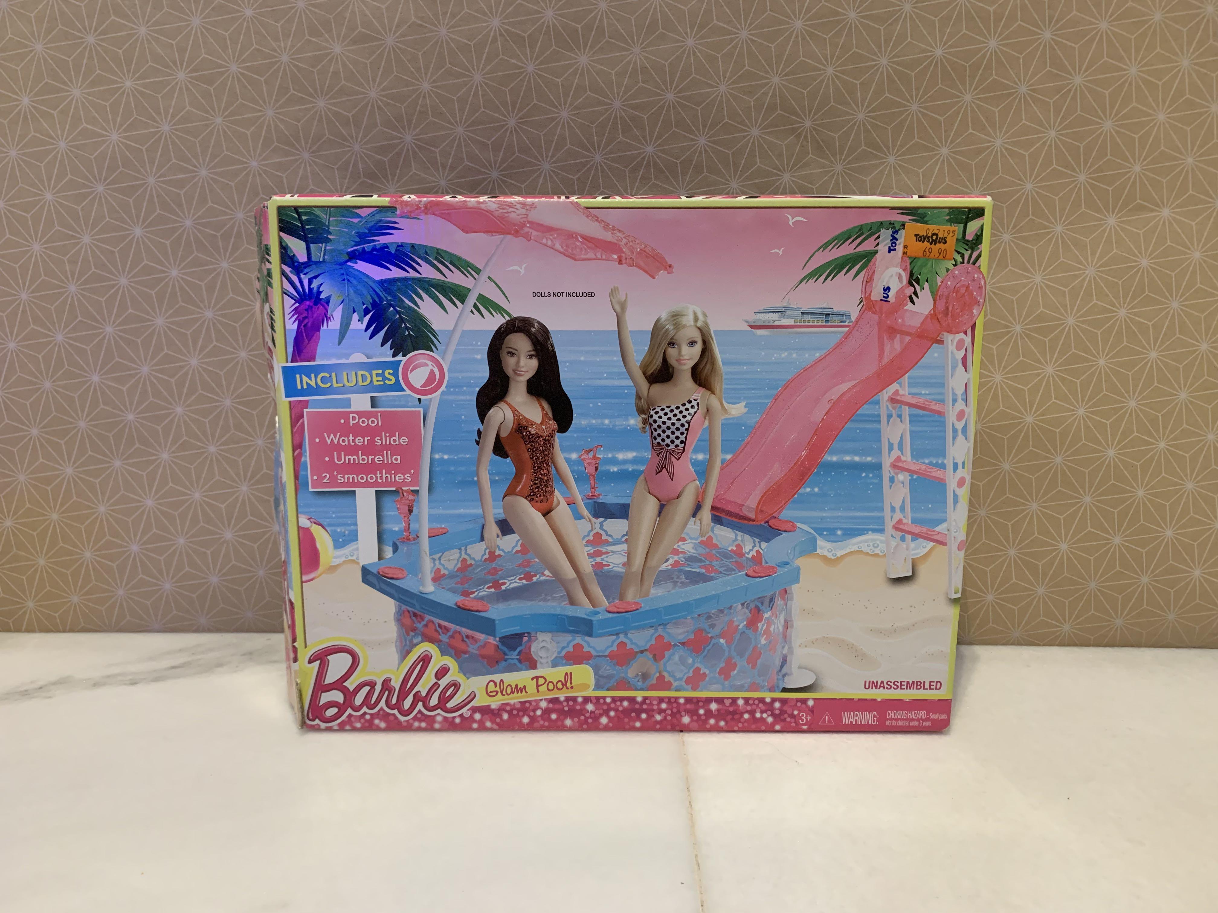 Barbie glam pool with water sales slide