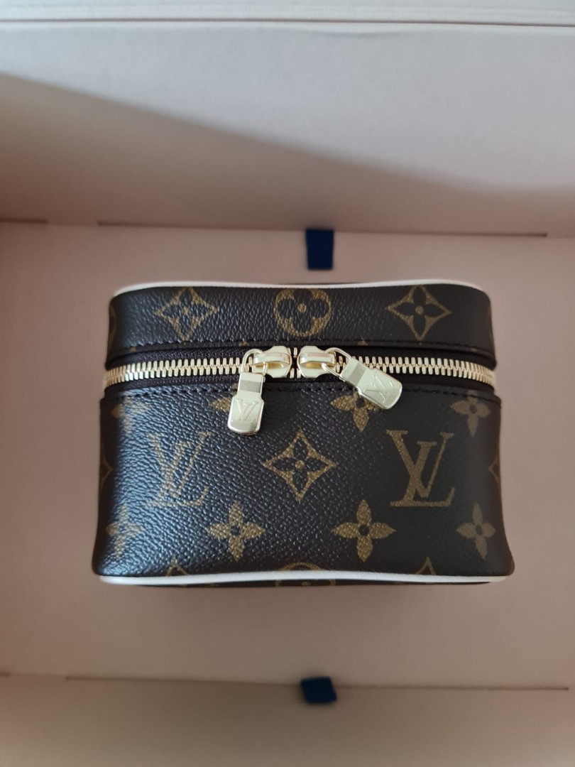louis vuitton m44936 nice nano toiletry pouch monogram canvas gold  hardware, with 3rd party strap & dust cover