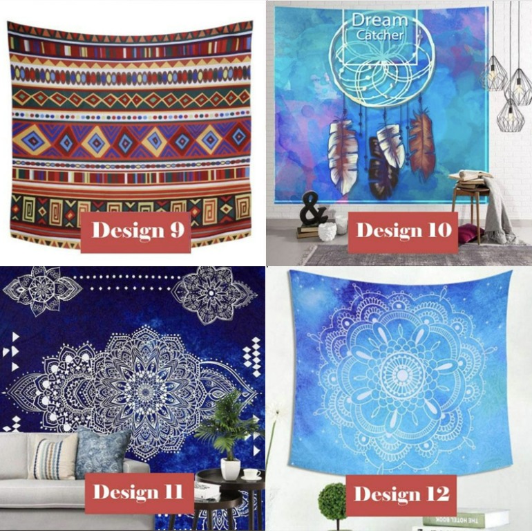 Bohemian Mandala Floral Hanging Tapestry Wall Decoration (Design 9 to 12),  Furniture  Home Living, Home Decor, Wall Decor on Carousell