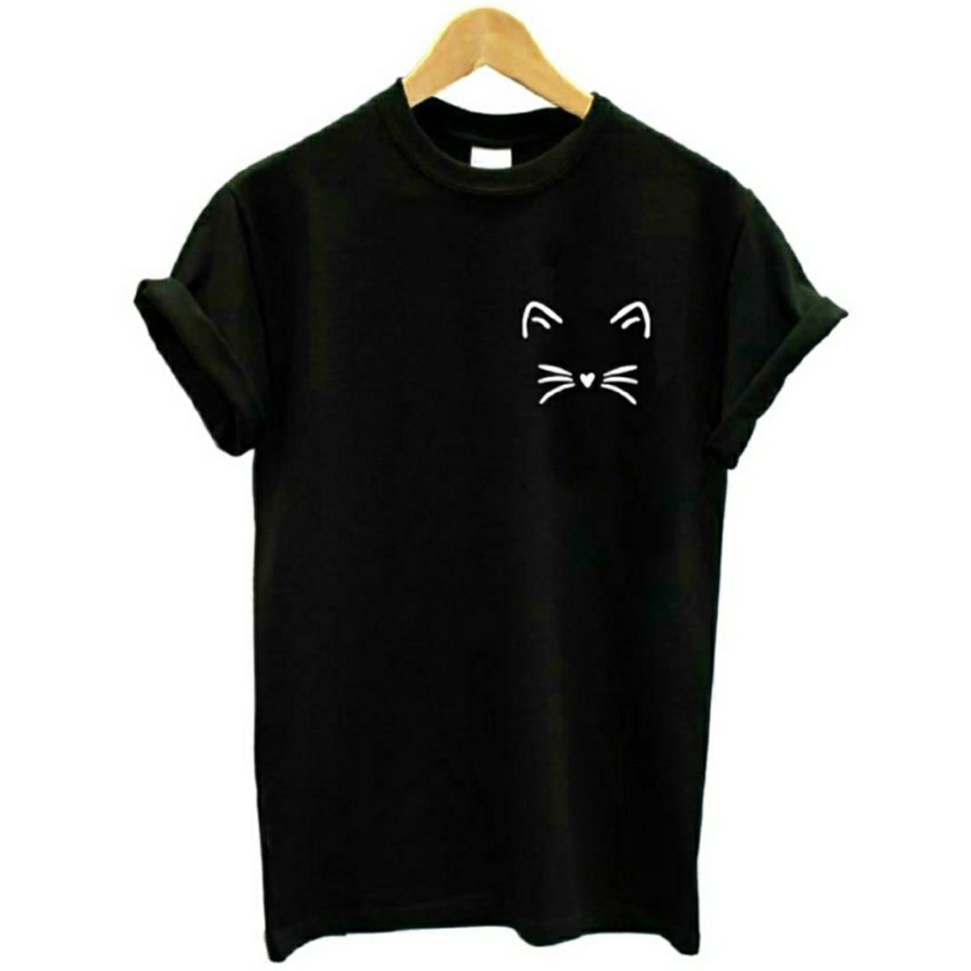 Brand New!! Women Size XL Cute Cat Logo Tee Shirt In Black, Women's  Fashion, Tops, Shirts on Carousell