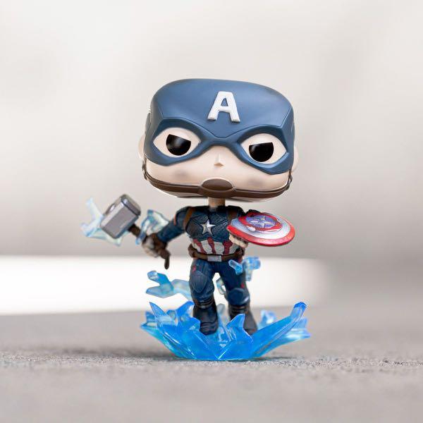 Funko POP Marvel The Avengers Endgame Captain America With Broken Shield &  Mjolnir Blue