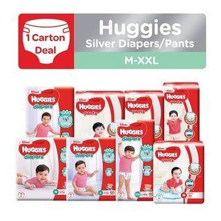 [Carton Deal- Free Courier] Huggies Silver Tape Diapers/ Pants (3 packs/ carton)