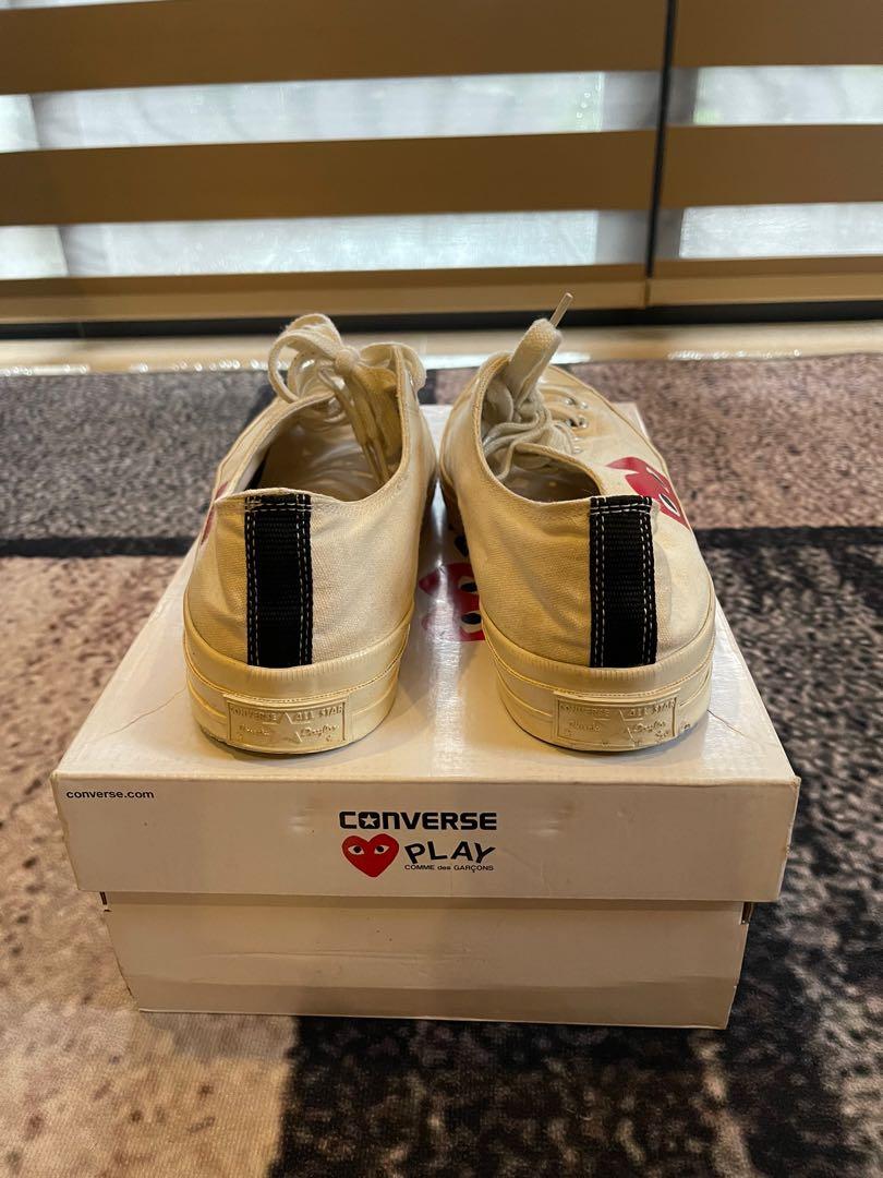 CDG X Converse (Category: Sneakers) located in Quezon City. Submitted by davidtantoco (Listing ID 1168134493, Image 2). Description: size 10 no major issues, only slight sole seps on the side. but newly repainted cdg logo with insoles and box firm price.