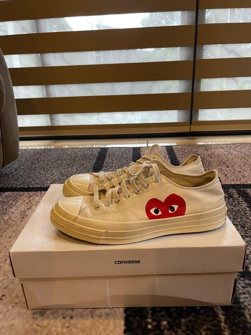 CDG X Converse (Category: Sneakers) located in Quezon City. Submitted by davidtantoco (Listing ID 1168134493, Image 3). Description: size 10 no major issues, only slight sole seps on the side. but newly repainted cdg logo with insoles and box firm price.