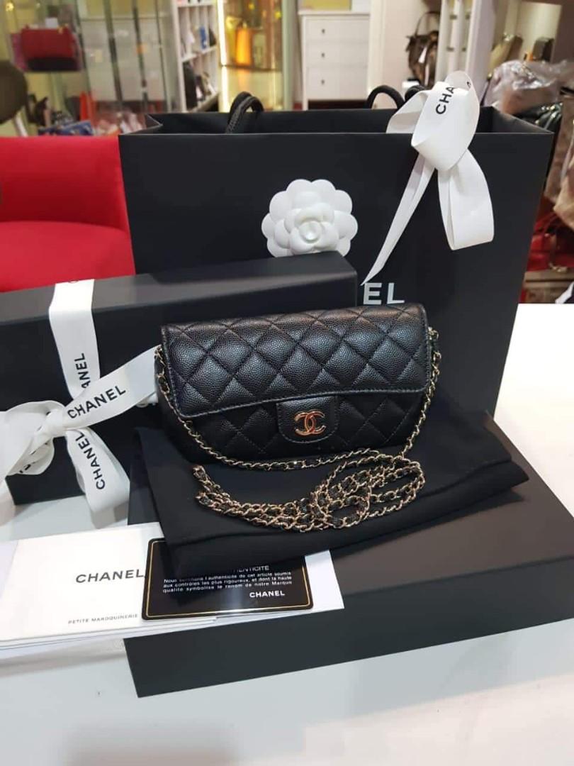 BNIB  CHANEL 21P GOLD LAMBSKIN LEATHER GLASSES CASE  BAG WITH CLASSIC  CHAIN   eBay