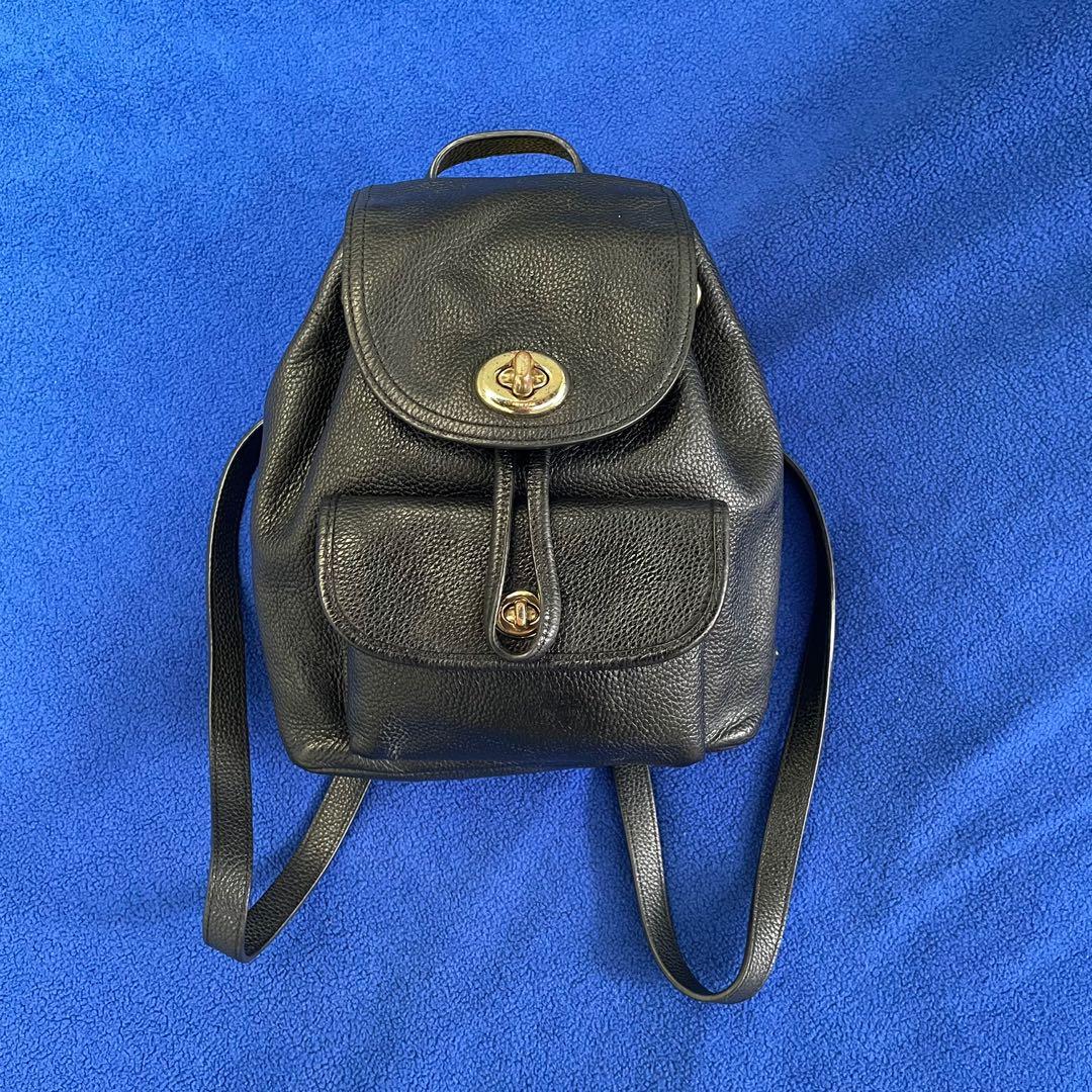 Coach leather mini backpack turnlock rucksack in black Fesyen