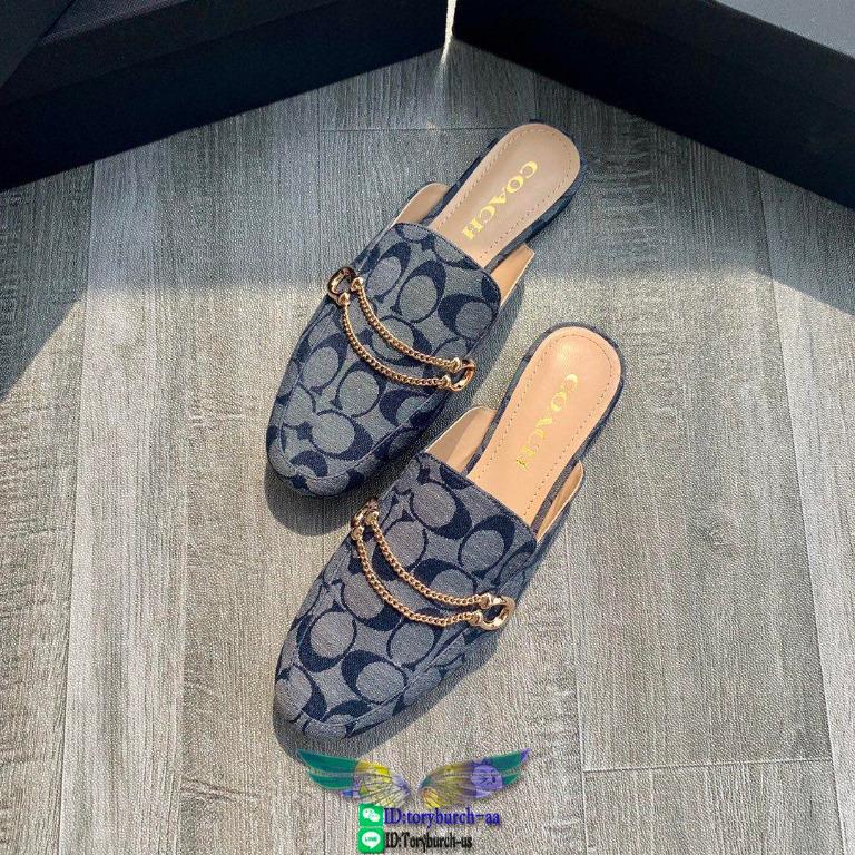 Coach woman s flat mules slide sandal casual summer half drag shoes size35 40