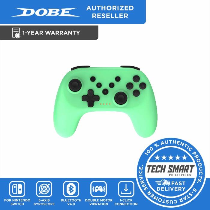 DOBE TNS-0117 Wireless Controller Switch Pro Controller Alternative with Turbo, Gyro Motion Control, Rumble for Nintendo Switch (Category: Controllers) located in Manila. Submitted by techsmartph (Listing ID 1082062728, Image 1). Description: Available colors: Black Green Blue Pink * Product name: Wireless Controller For Switch * Product model: TNS-0117 * Product size: 147*100*64mm * 6-axis gyroscope * Double motor vibration * Bluetooth 4.0 * One