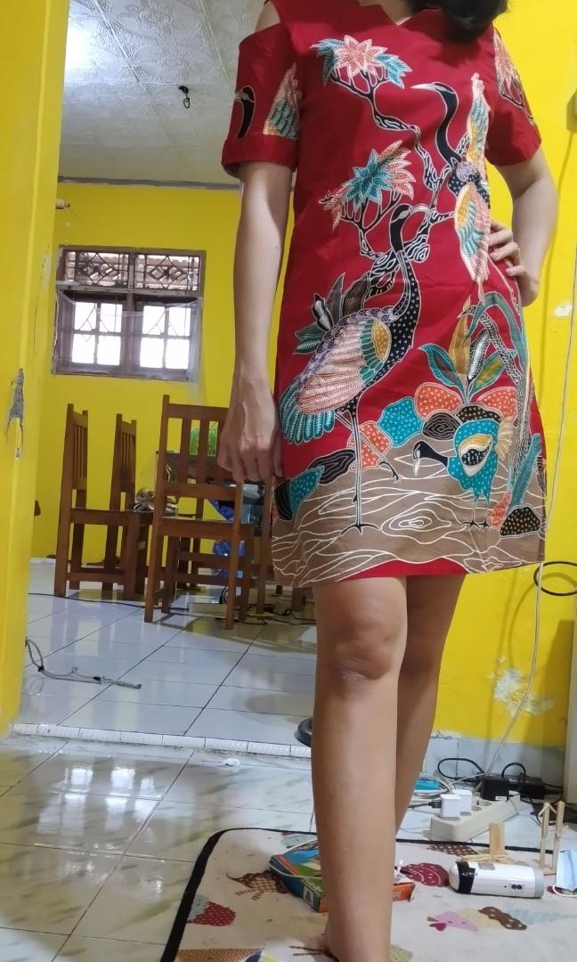 Dress batik deals merah