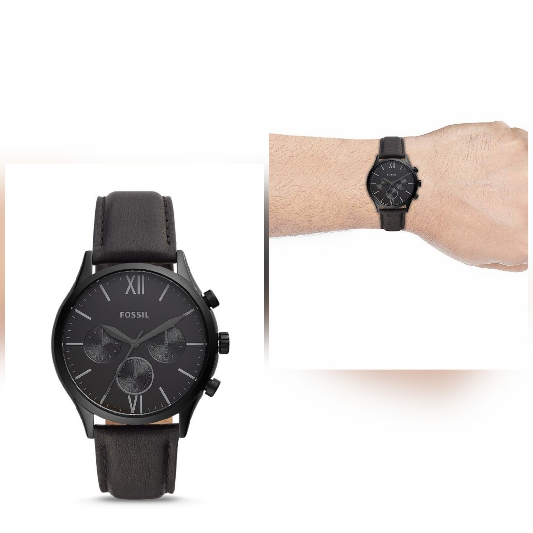 Fossil Fenmore Midsize Multifunction Black Leather Watch BQ2364