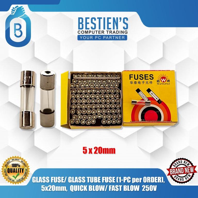 GLASS FUSE/ GLASS TUBE FUSE (1PC per ORDER), 5x20mm, QUICK BLOW/ FAST