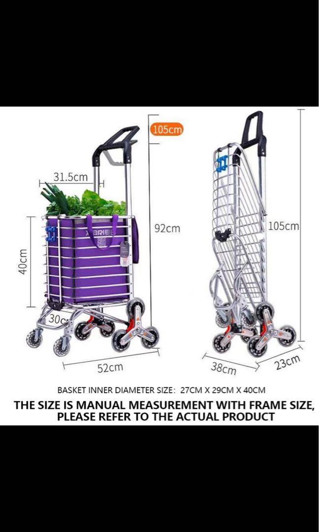 Grocery Trolley Shopping Trolley Climbing Rotating handle foldable 8 wheels, Furniture