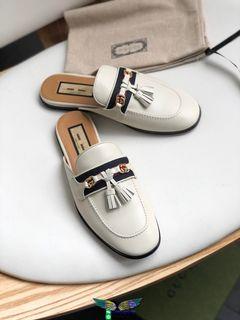 Gucc.i unisex tassel flat sandal summer street mules casual half drag shoes size35-40