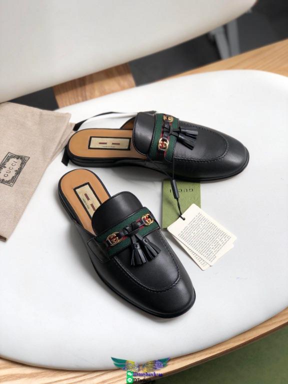 Gucci unisex tassel flat sandal summer street mules casual half