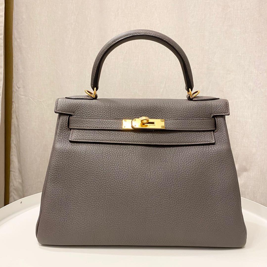 Hermes K28 Kelly 28 Etain Togo Gold Hardware Stamp A Women s