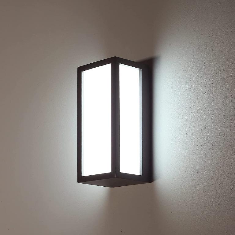 Indoor & Outdoor Grey Up Down Rectangular LED Wall Light IP65 Cool White 6400k 