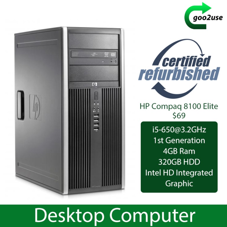 HP 8100 Elite Desktop Computer i56503.2Ghz 4Gb Ram 320GB HDD