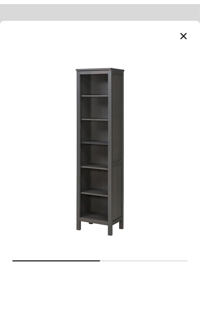 Ikea Hemnes Narrow Bookcase Dark Grey, Furniture & Home Living