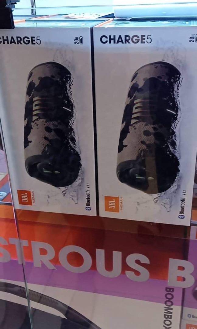 JBL PORTABLE SPEAKER FLIP 5 CHARGE 5 (Category: Soundbars, Speakers & Amplifiers) located in Quezon City. Submitted by annys.online (Listing ID 1168194000, Image 2). Description: JBL PORTABLE SPEAKER JBL FLIP 5-5,900 Bluetooth version 4.2 Maximum music playing time (hrs) 12 Output power (W) 20 Dynamic frequency response range (Hz) 65 Hz - 20k Hz JBL CHARGE 5 -7,700 JBL CHARGE 5 - Portable Bluetooth Speaker with IP67 Waterproof and USB Charge out 