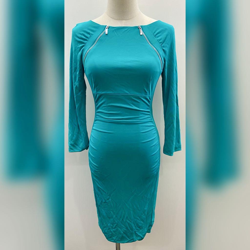 KAREN MILLEN TURQUOISE LONG SLEEVE DRESS SIZE:US4 227001175 ,, Women's  Fashion, Dresses u0026 Sets, Dresses on Carousell