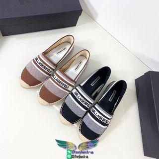 karl lagerfeld woman's canvas flat slip-on espadrille breathable loafer driver footwear size35-40