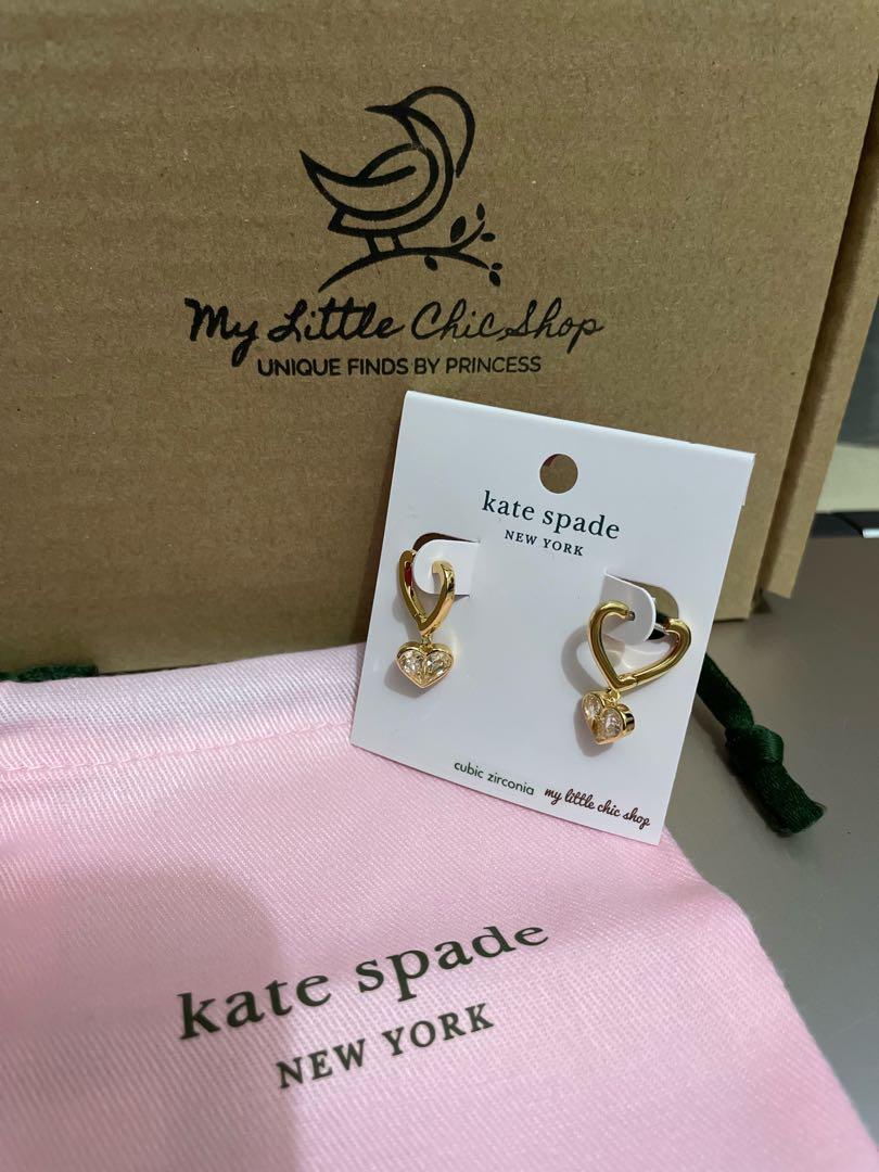 kate spade Rock Solid Stone Heart Huggies Earrings, Women's Fashion, Jewelry  & Organizers, Earrings on Carousell