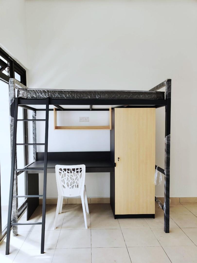 Loft Bed + Wardrobe + Study/Work Desk Combo, Furniture & Home Living,  Furniture, Bed Frames & Mattresses On Carousell