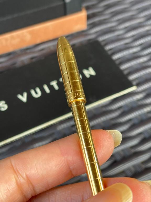 Authentic LOUIS VUITTON Agenda Ballpoint Silver Plate Pen Accessories Used  Good