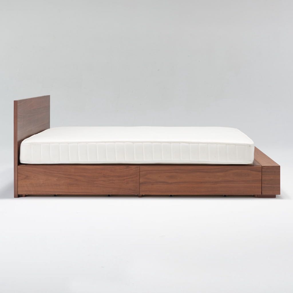 Muji storage bed frame walnut queen size