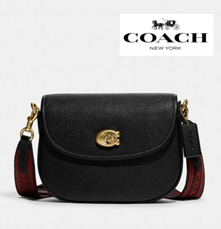 New Coach Original Two Strap hanger shoulder Design Collection Willow Saddle Bag In Signature Canvas Black Color Crossbody Sling Shoulder Bag For