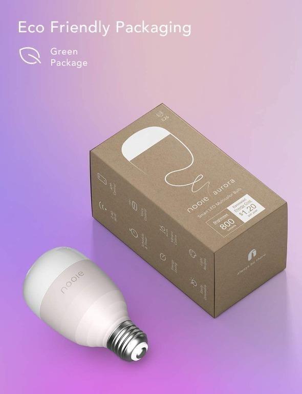 Nooie Smart LED Bulb E27 WiFi Bulbs Alexa 10W RGB Multicolour with Schedule Function Furniture Home Living Lighting Fans Lighting on Carousell