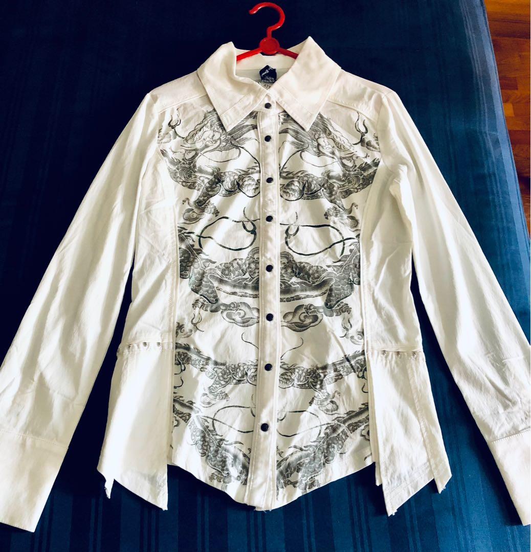 ディズニープリンセスのベビーグッズも大集合 Croce Ozz Long Punk Visual Shirt Dragon White Sleeve トップス