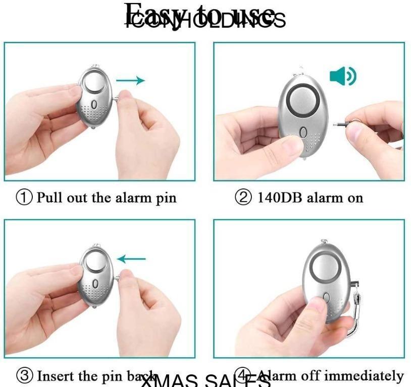 Personal Alarm 3 Pack 140db Loud Police Approved Security Sirens Keychain With Flashlight 4162