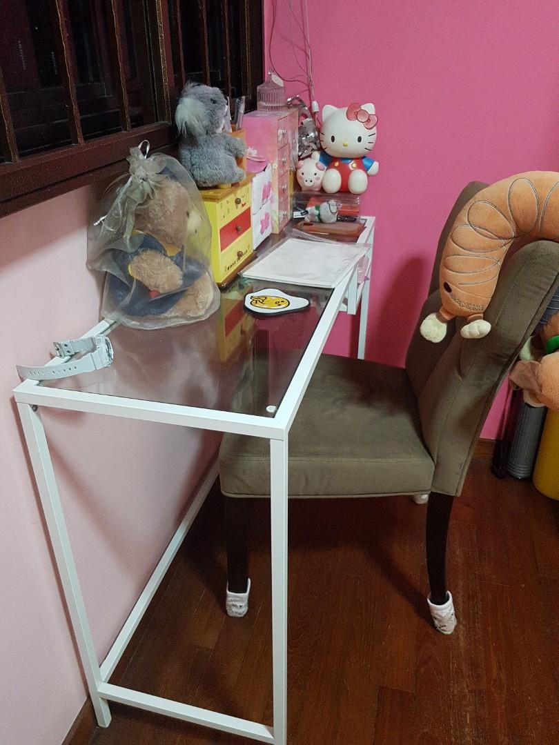 Petite study glass table (ikea), Furniture & Home Living, Furniture