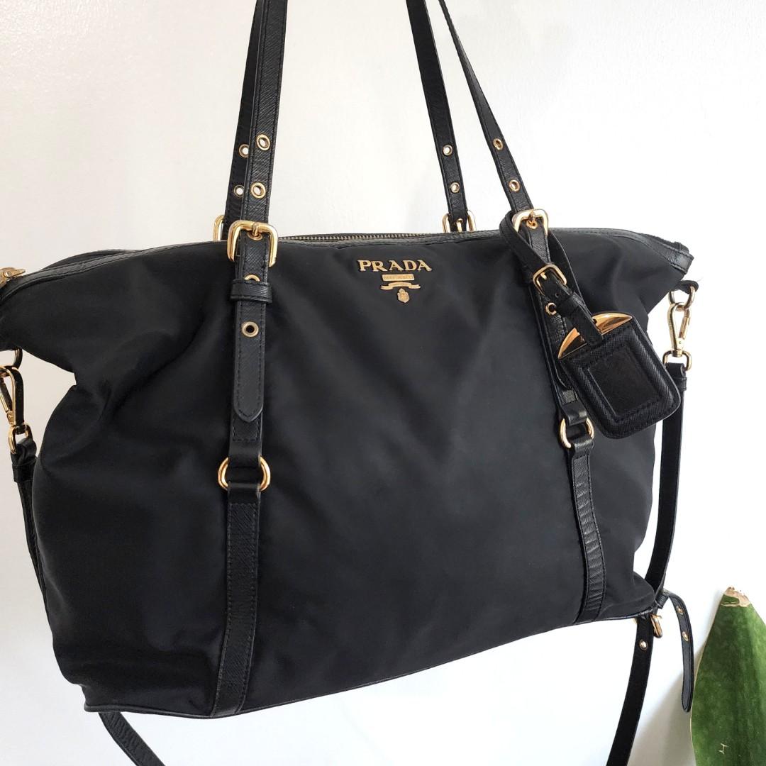 Prada tessuto saffiano nylon tote price sales