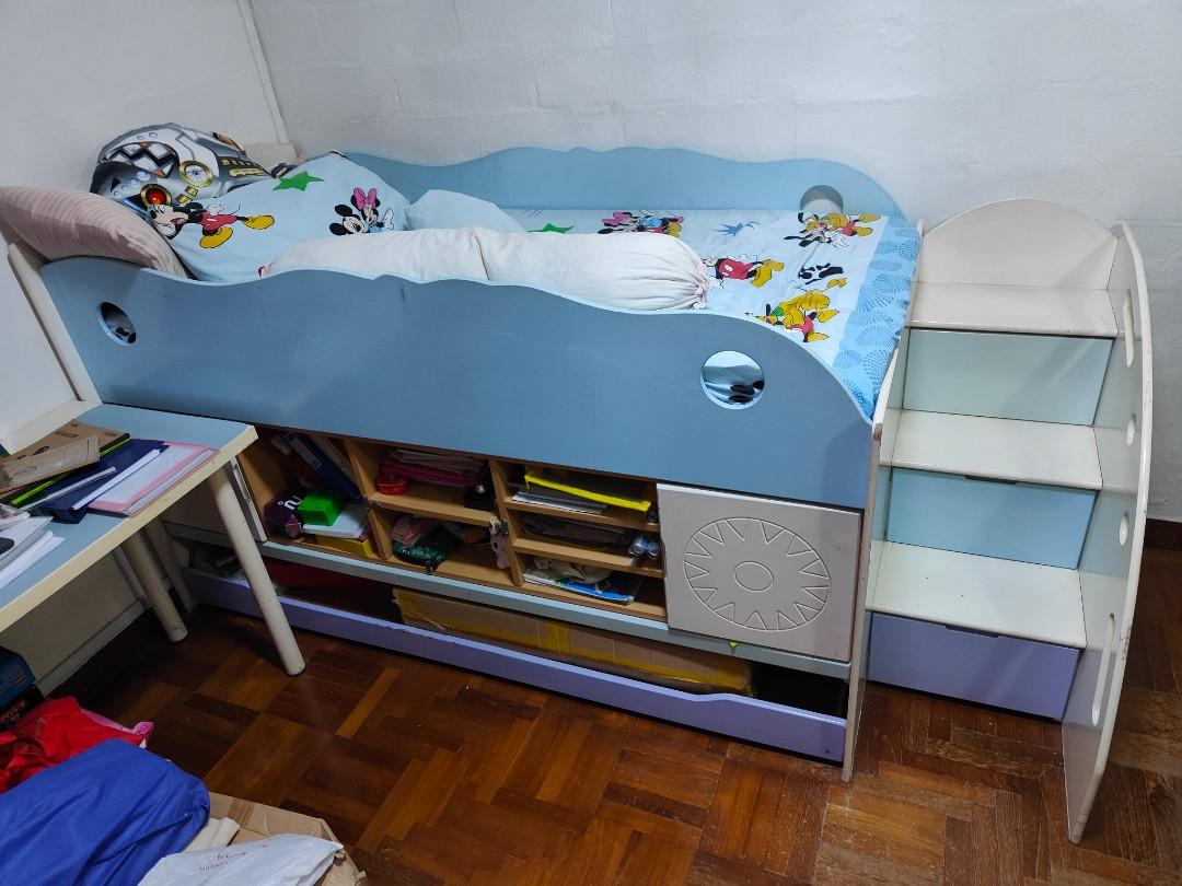 Preloved Used Children Bunk Beds with pull out bed and storages